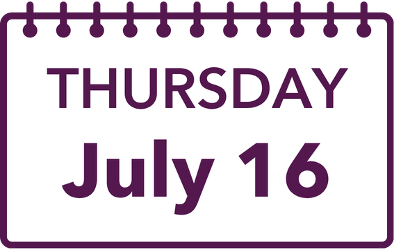 Calendar page showing THURSDAY July 16