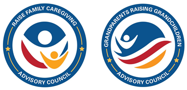 The seals of the RAISE and Supporting Grandparents Raising Grandchildren Advisory Councils