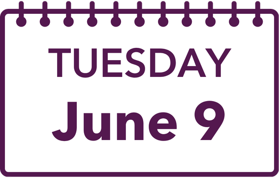Calendar page showing TUESDAY June 9