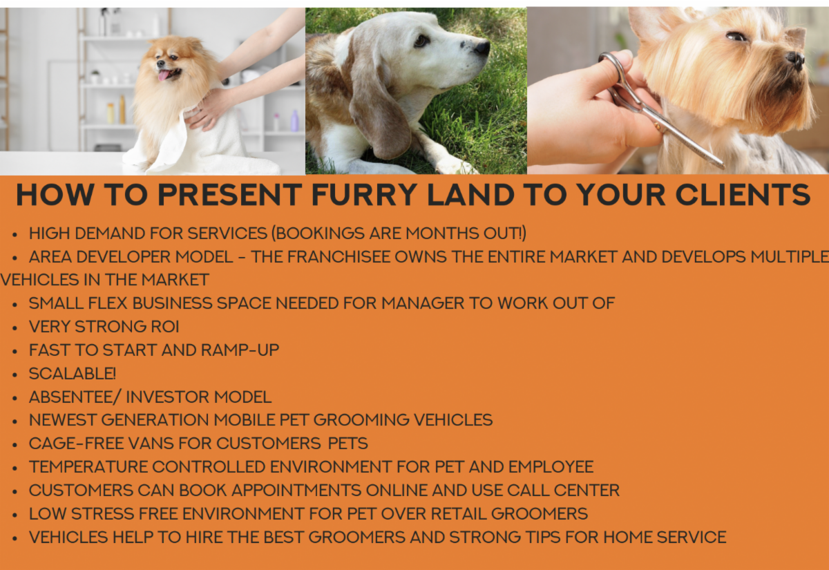 How to Present Furry Land Mobile Pet Grooming to clients