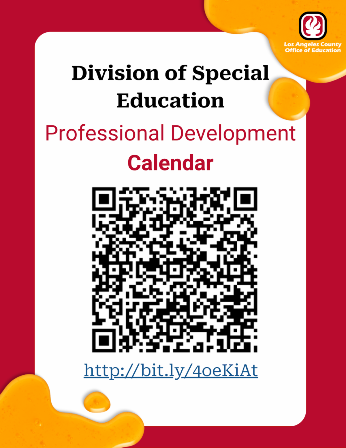 Professional Development Calendar clickable link flyer