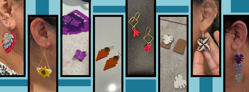 Collage of handmade earrings.