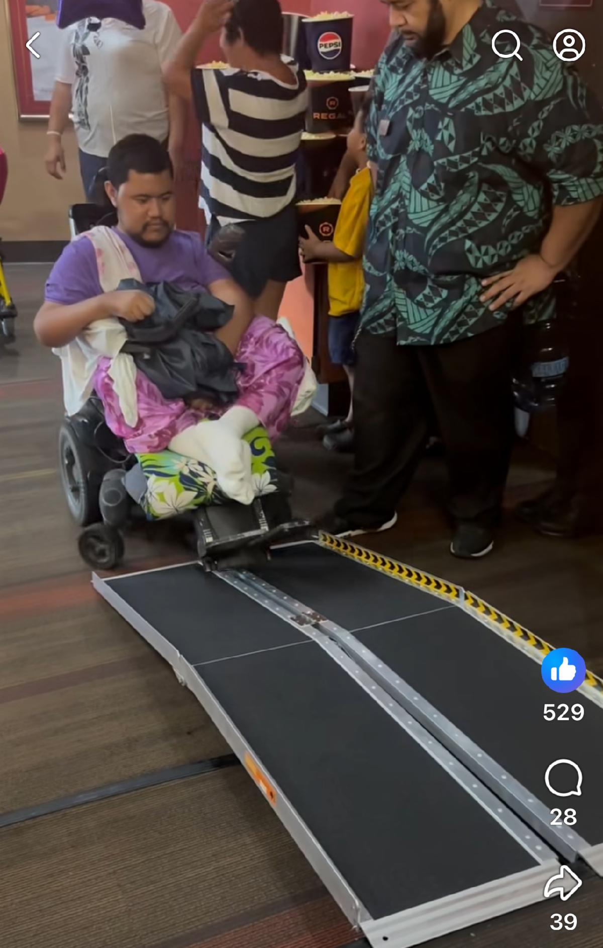 Alofa using theater ramp