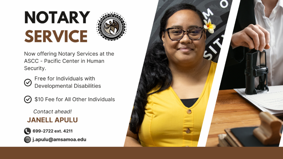 Notary Service Graphic, contact info and photo of Janell and stamps