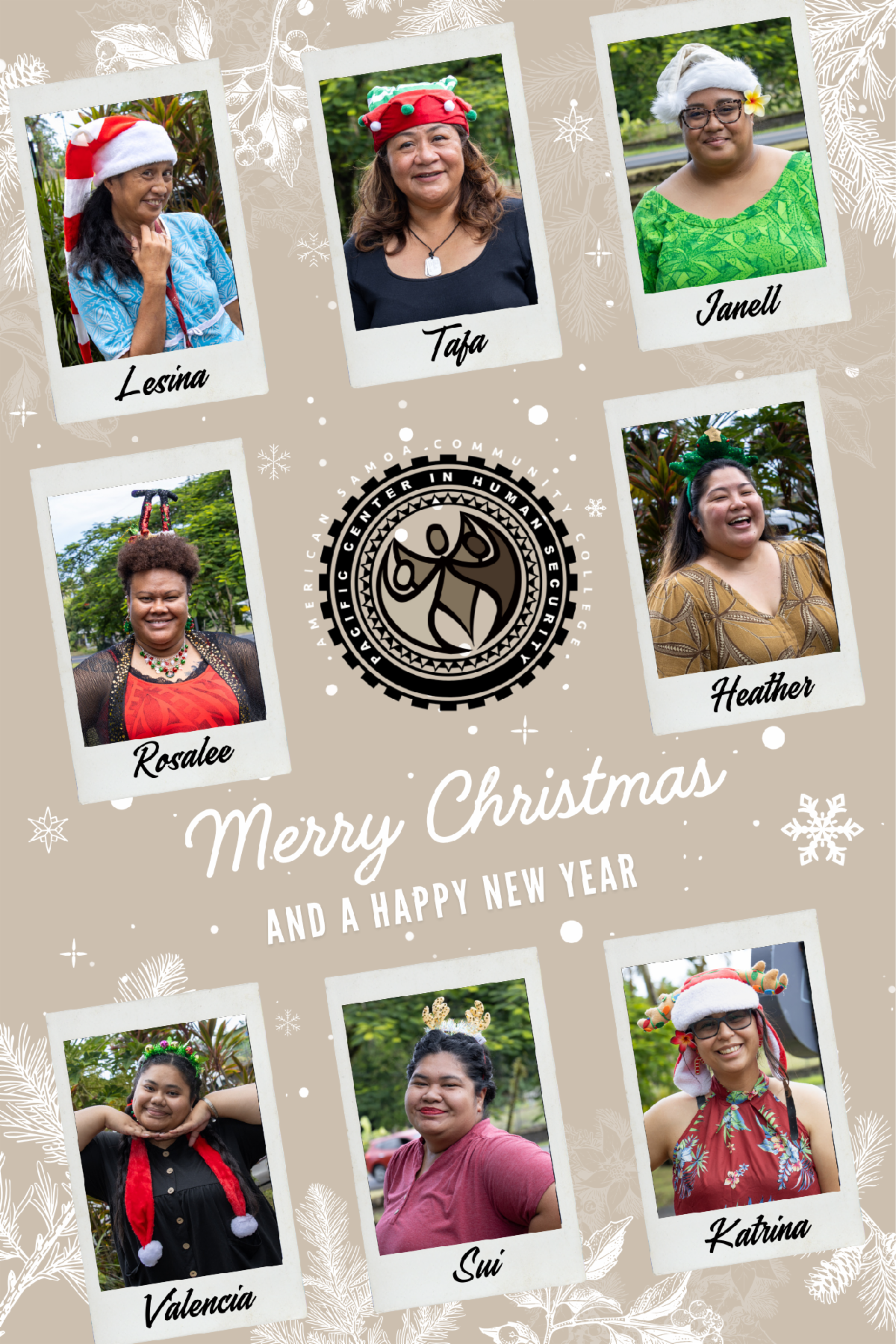 Merry Christmas graphic with individual photos of all PCHS staff members