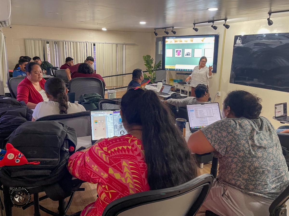 State Director, Tafaimamao Tua-Tupuola teaching in PCHS training room.