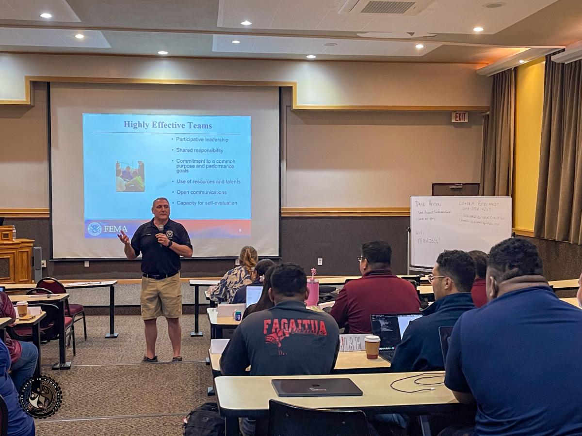 David Heiden, FEMA trainer talking to participants