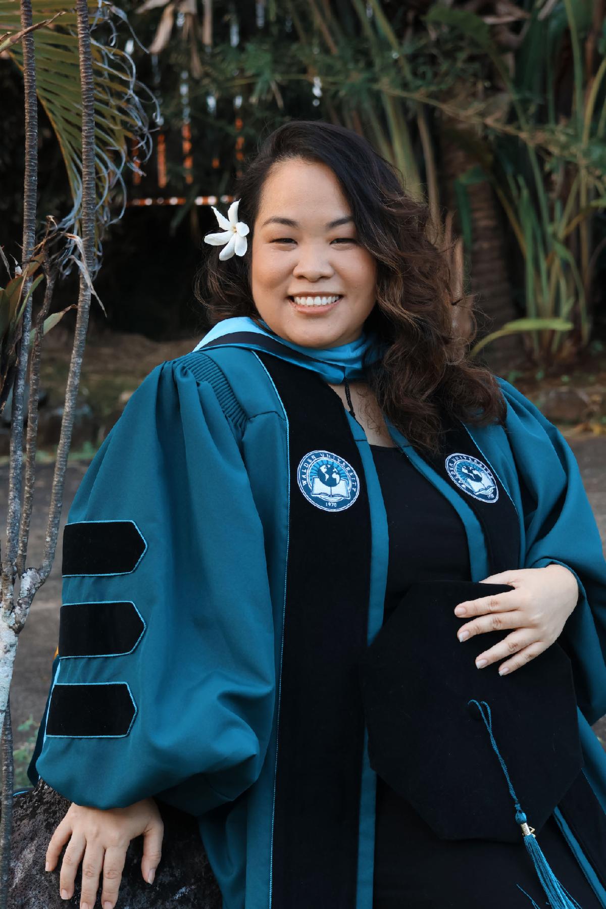 Dr. Rosie Ah Chee-Toeava in doctorate regalia. 