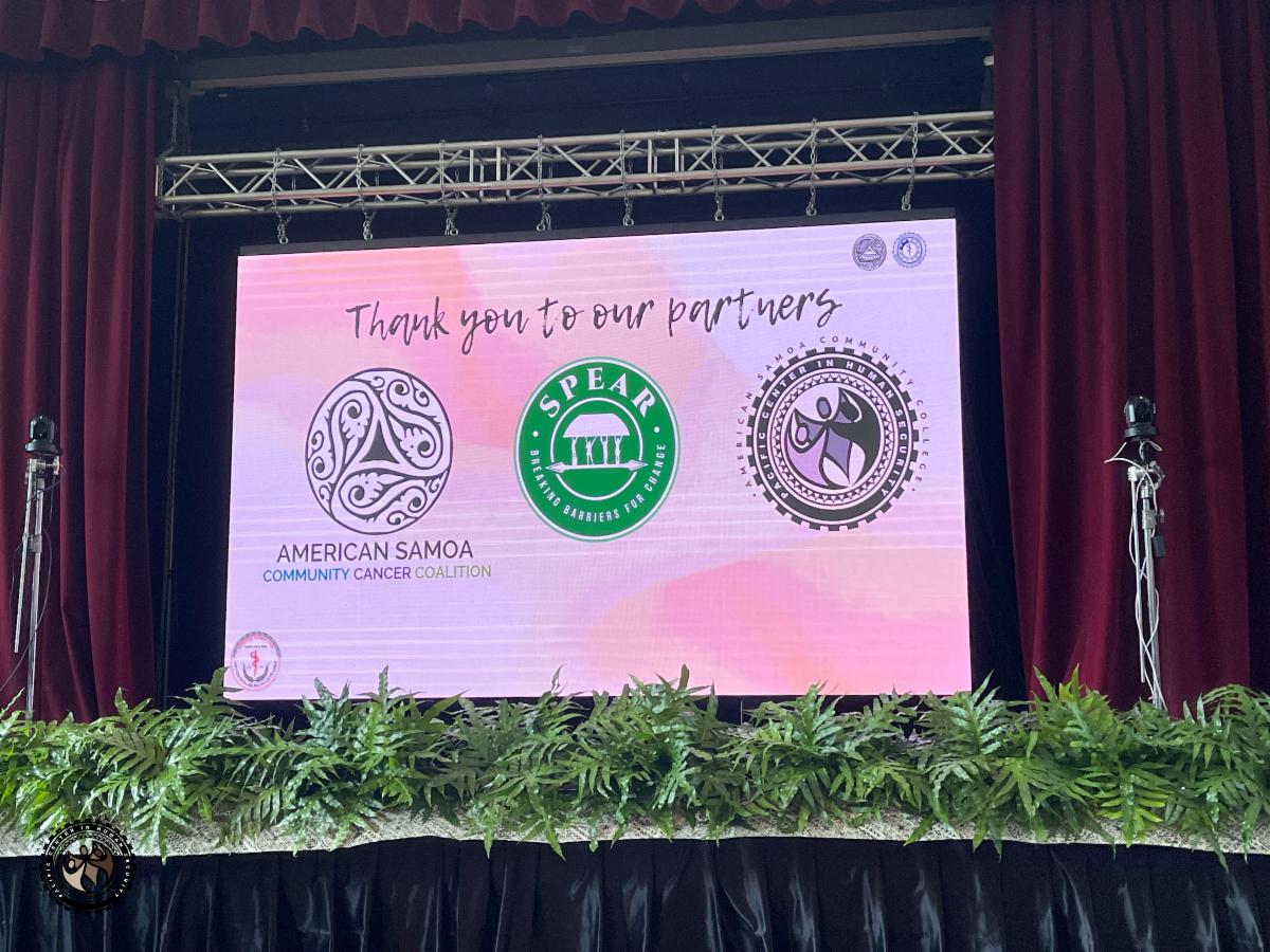 Screen with sponsoring members, PCHS, SPEAR and ASCCC.