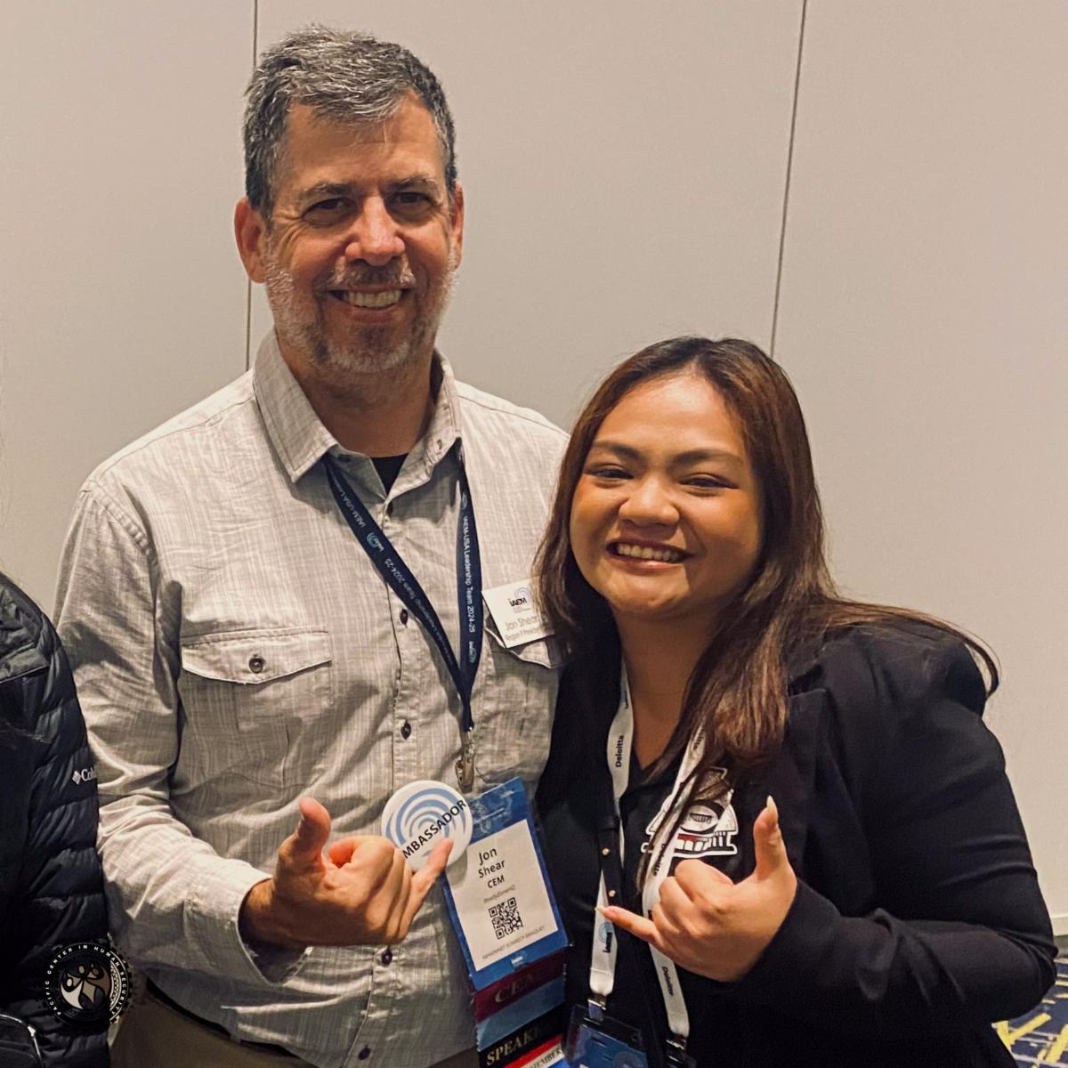 Ninna posing with IAEM Region 9 President, Jon Shear