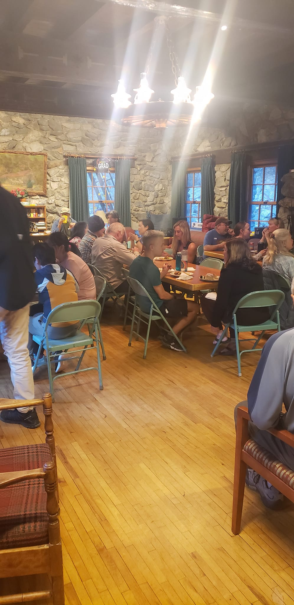 Folks having dinner at the lodge dining area