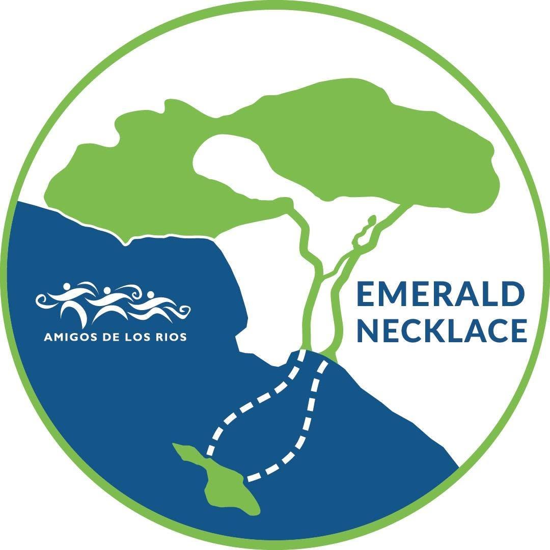 Amigos de los Rios round logo of the Emerald Necklace 