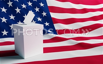 ballot box against flag image