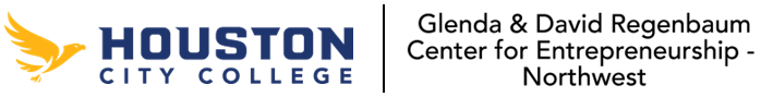 Houston City College logo with Glenda and David Center for Entrepreneurship Northwest logo