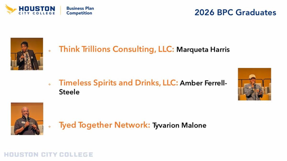 Slide - Congratulations and certificates go to: Think Trillions, LLC - Marqueta Harris Timeless Spirits and Drinks, LLC - Amber Ferrell-Steele and Morgan Wilson Tyed Together Events - Tyvarion Malone