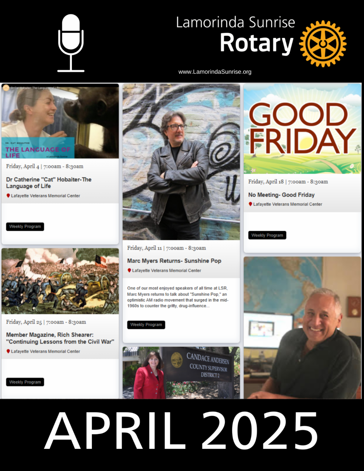Lamorinda Sunrise Rotary - April Schedule