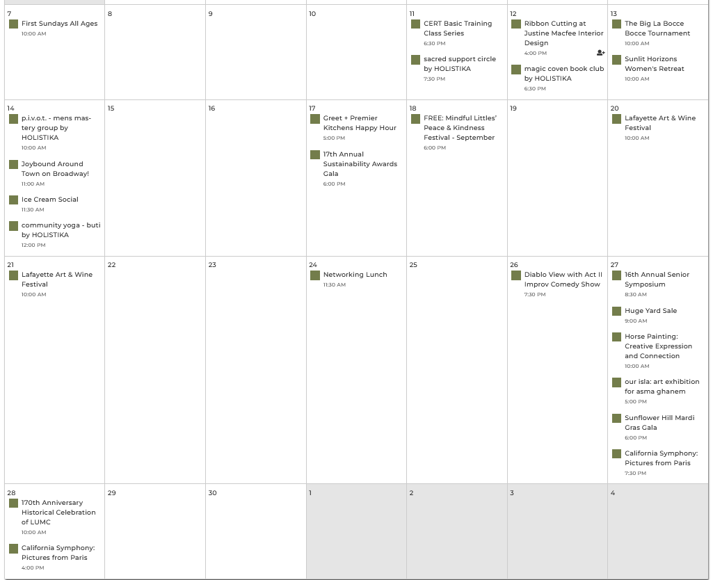 Member Event Calendar