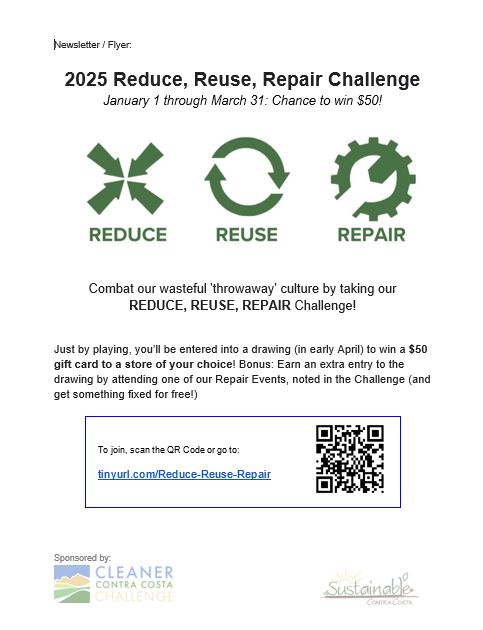 Reduce, Reuse, Repair Challenge - Sustainable Contra Costa