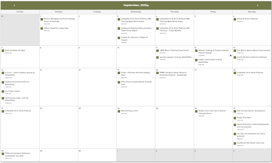 Member Event Calendar