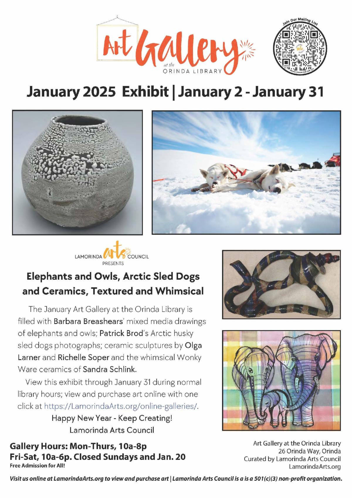 Lamorinda Art Gallery January Events
