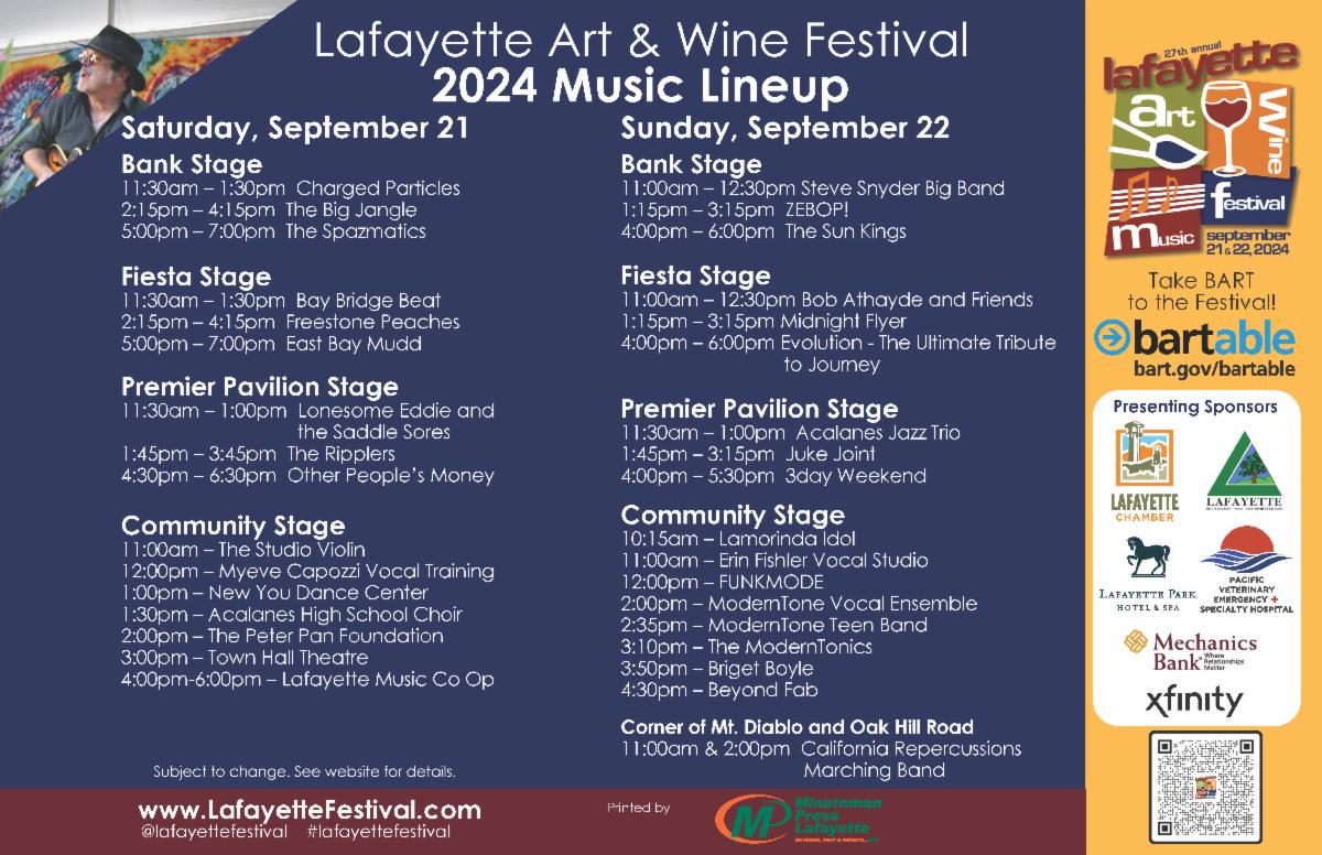 Lafayette Art & Wine Festival Music Schedule