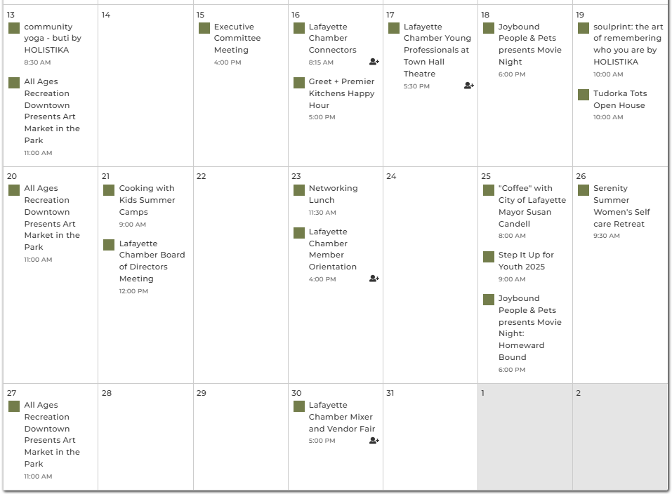 July 12-31 Calendar Dates