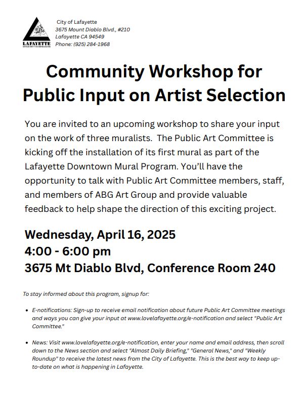 Community Workshop for Public Input on Artist Selection