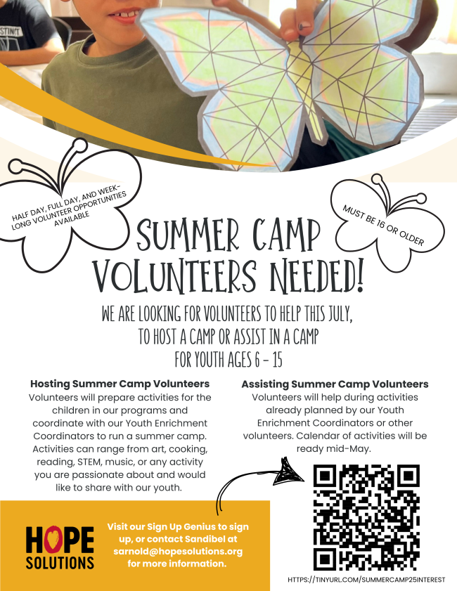 Hope Solutions: Summer Camp Volunteers Needed