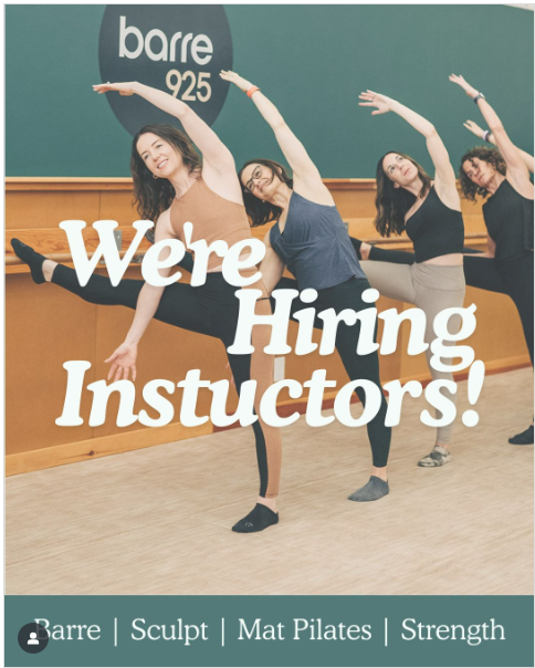 barre925 is Hiring Fitness Instructors