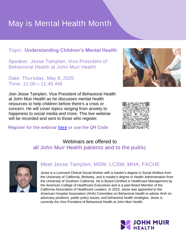 John Muir Health: May is Mental Health Awareness Month