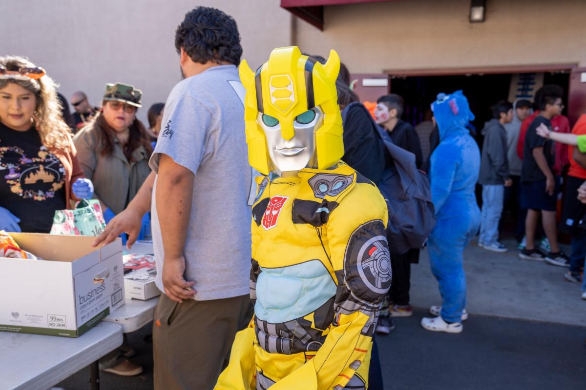 Student in Transformer costume
