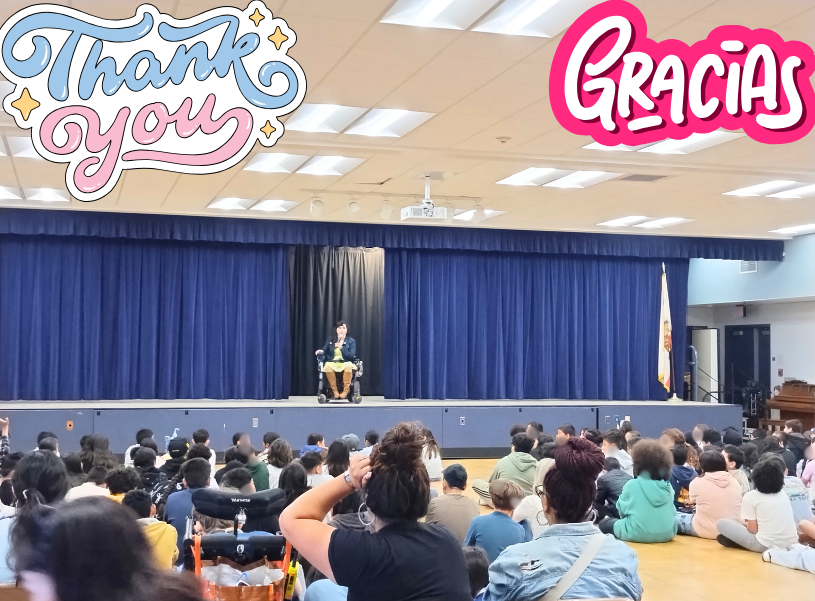 image of guest speaker and students at Rogers elementary 