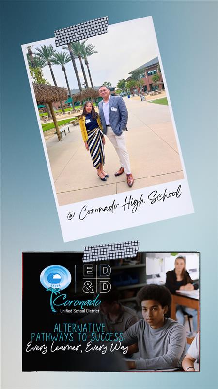 image of SELPA staff and student on slide from staff development at Cornado Unified School District