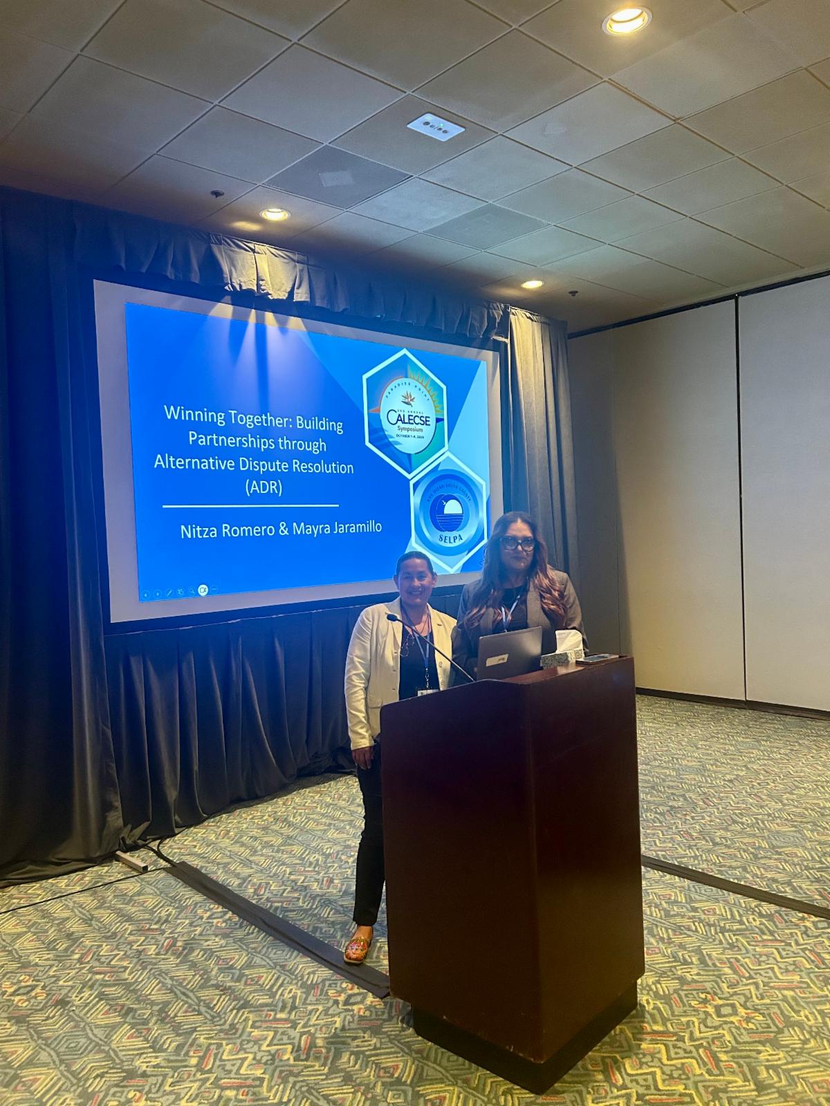Our ADR team presenting a powerpoint at CALESCE
