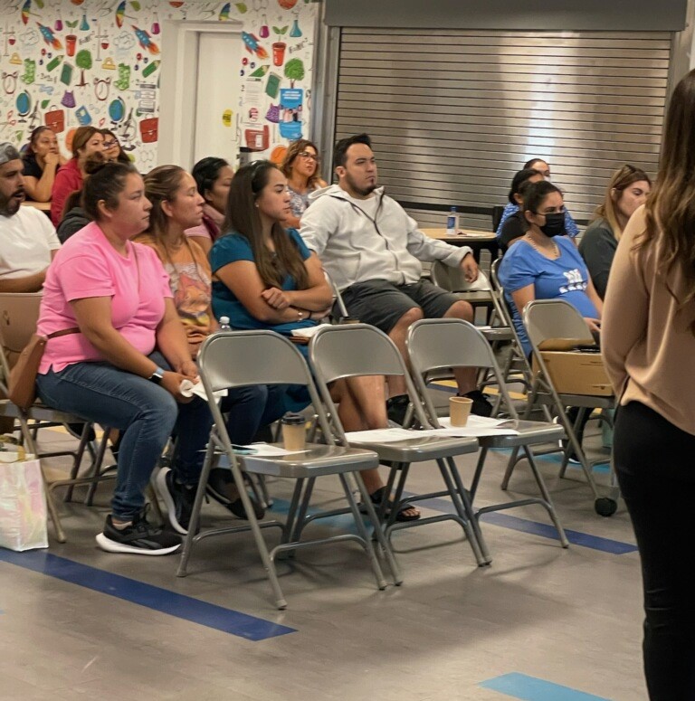 Image of parents in school cafeteria