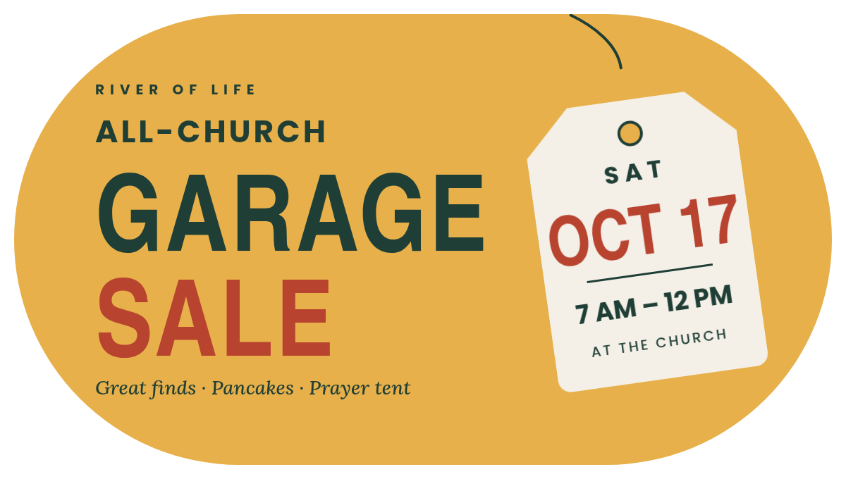 All-Church Garage Sale, Saturday, October 17, 7 AM to 12 PM at the church