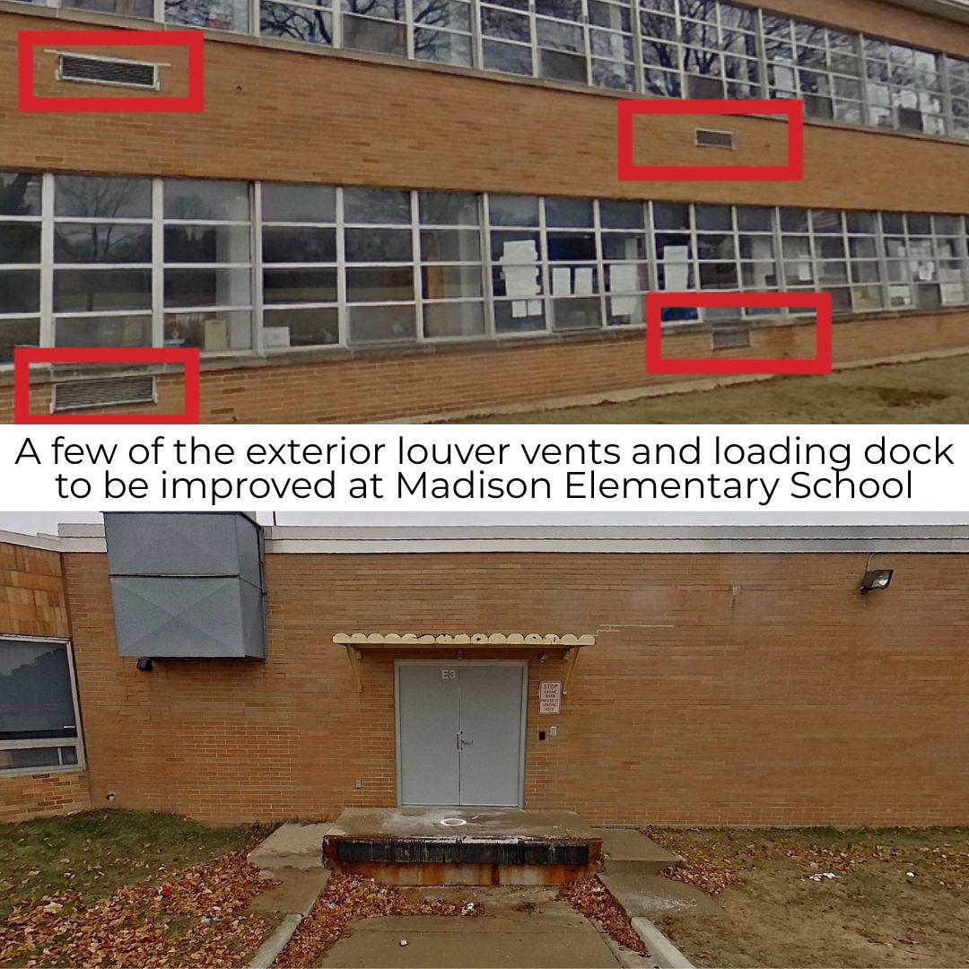 A few of the exterior louver vents and loading dock to be improved at Madison Elementary School