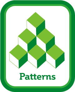 pyramid of green squares stacked up as patterns
