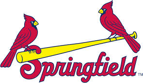 Springfield cardinals logo - two cardinals on a bat with the word springfield underneath