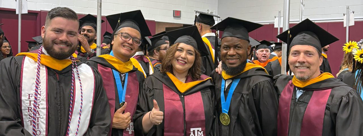 Spring 2025 graduates from the Master of Science in Energy program. (L-R) Brandon Thompson - Inti Rodriguez - Riham Saoui - Oteniel Epalanga - Jack O'Brien.