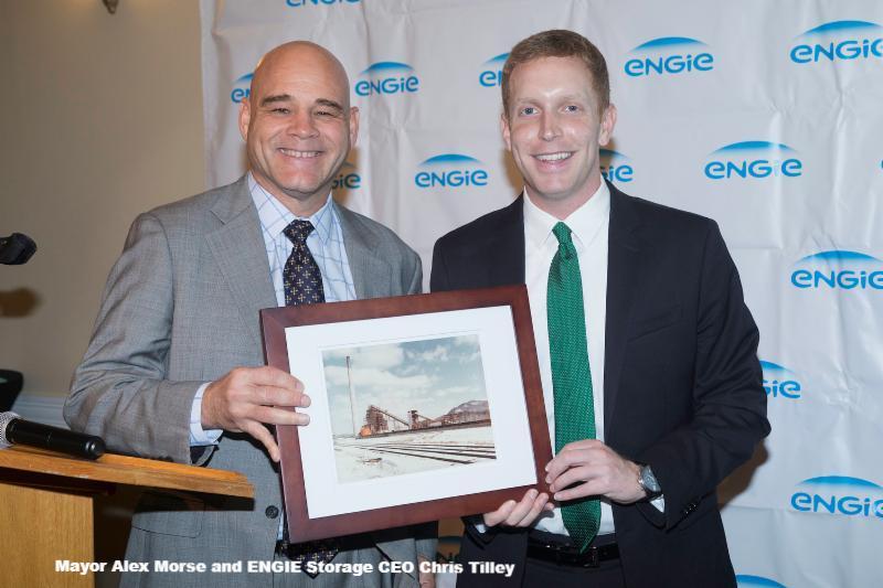 Mayor Alex Morse and ENGIE Storage CEO Chris Tilley