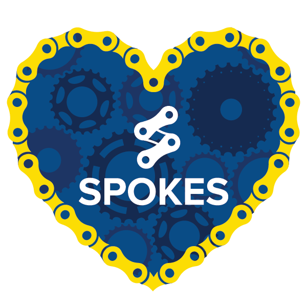 Spokes sticker in the shape of a heart with gears