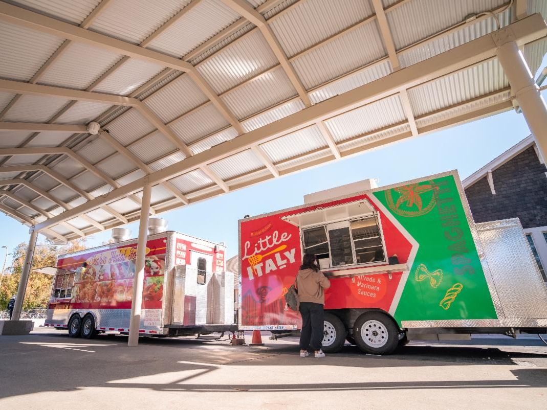Two food trucks parked