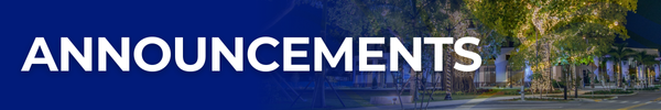 Section header banner reading Announcements over a Boynton Beach cityscape background.