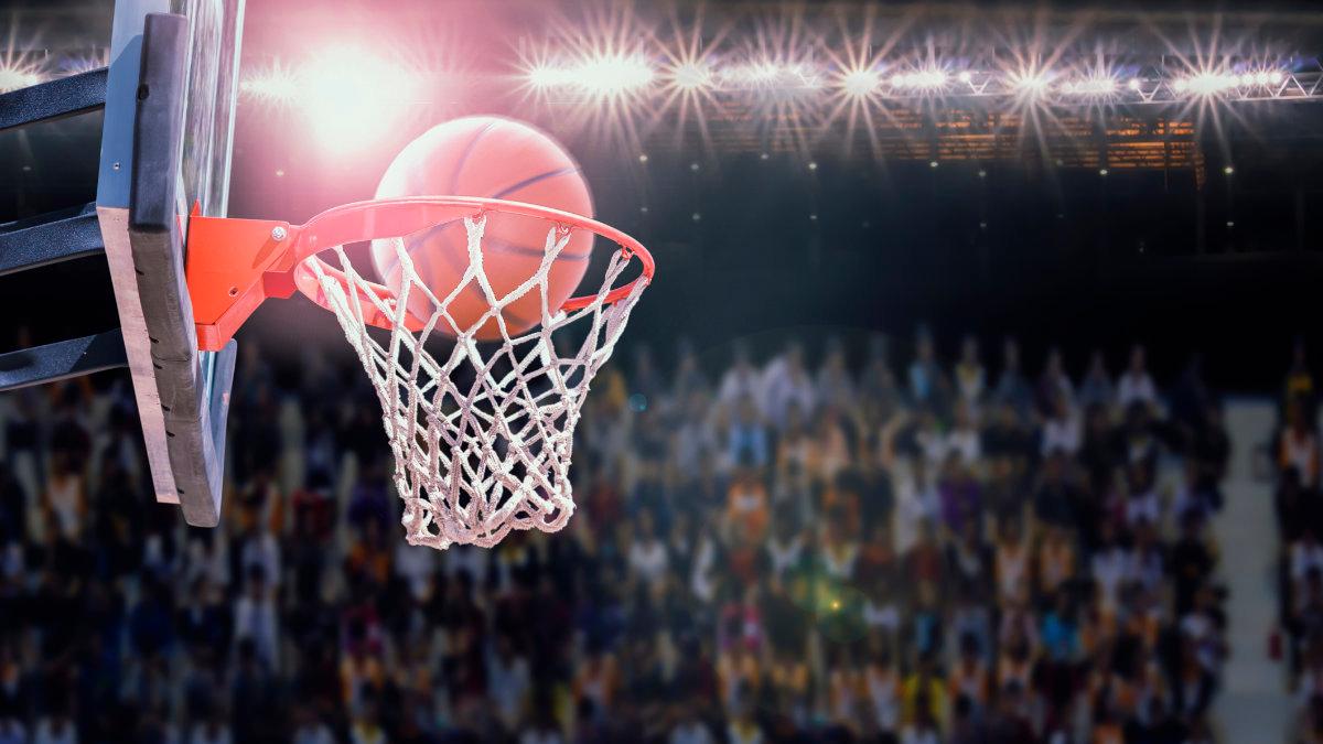 Low Angle View of Basketball in Hoop