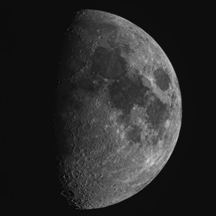 Black and white photo of the moons surface