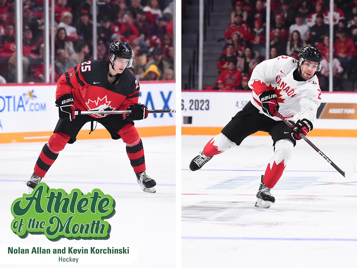 Photo of January Athlete of the Month Award winners Nolan Allan and Kevin Korchinski