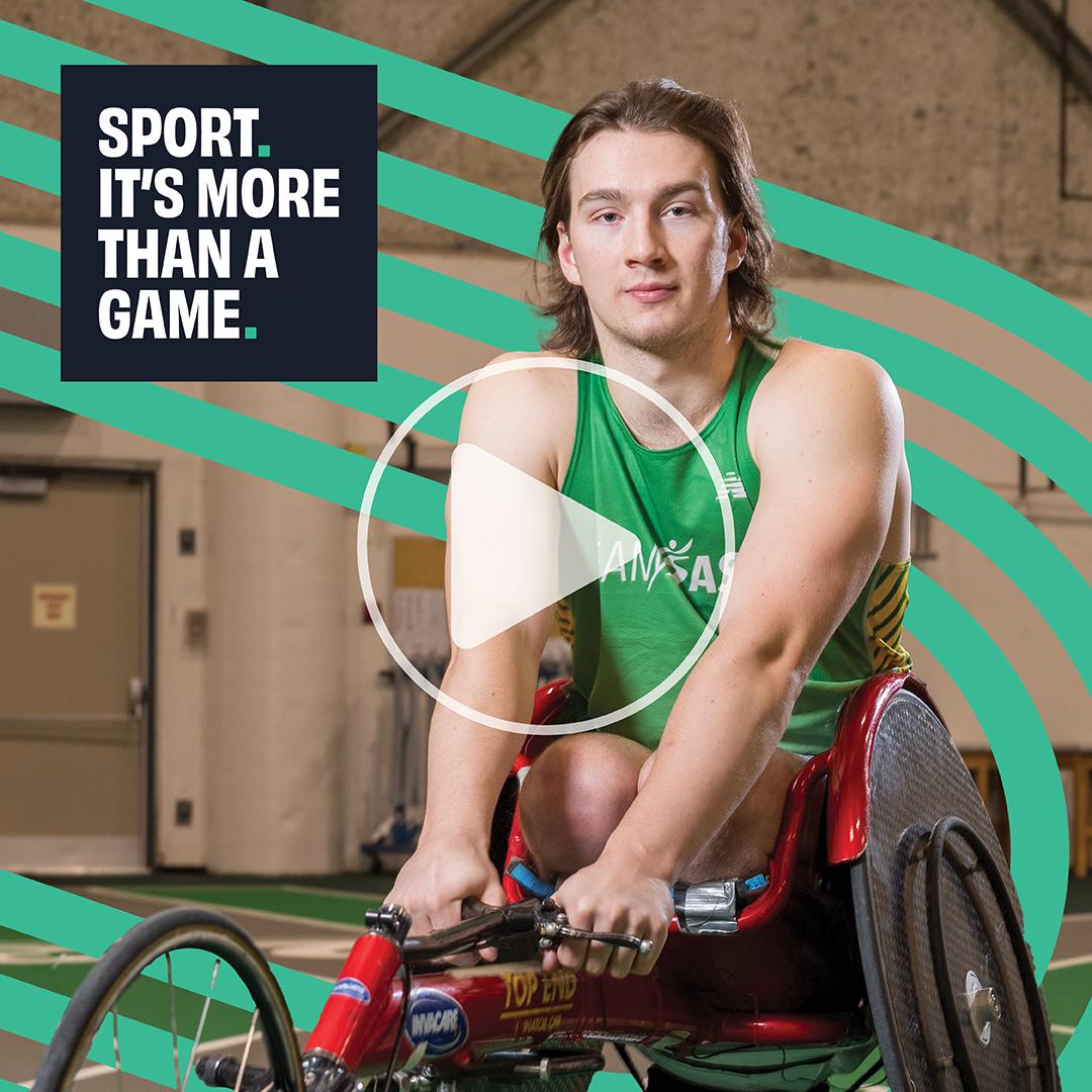 Para athlete and Sport It's More Than A Game ambassador Kyrell Sopotyk poses