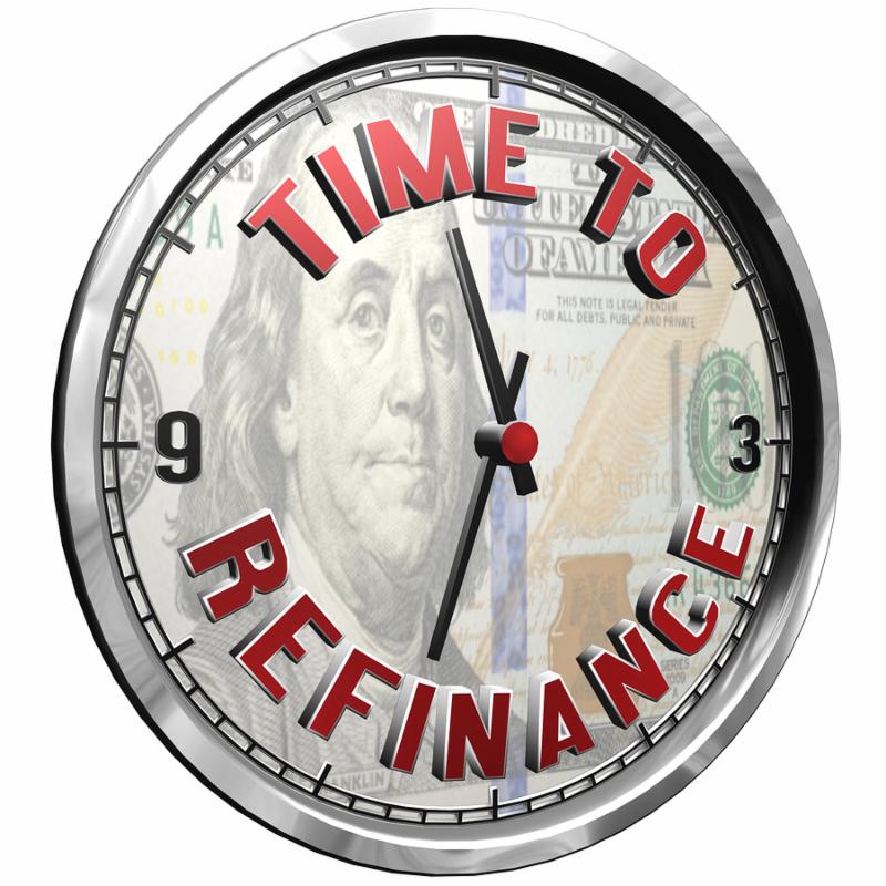 High resolution 3d illustration of clock face with text Time To Refinance isolated on pure white background. Great conceptual image for Time To Refinance.