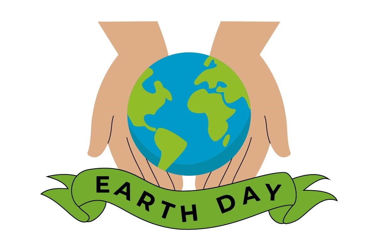 A pair of hands holding the Earth, with the caption Earth Day. Volunteer opportunity information in caption.